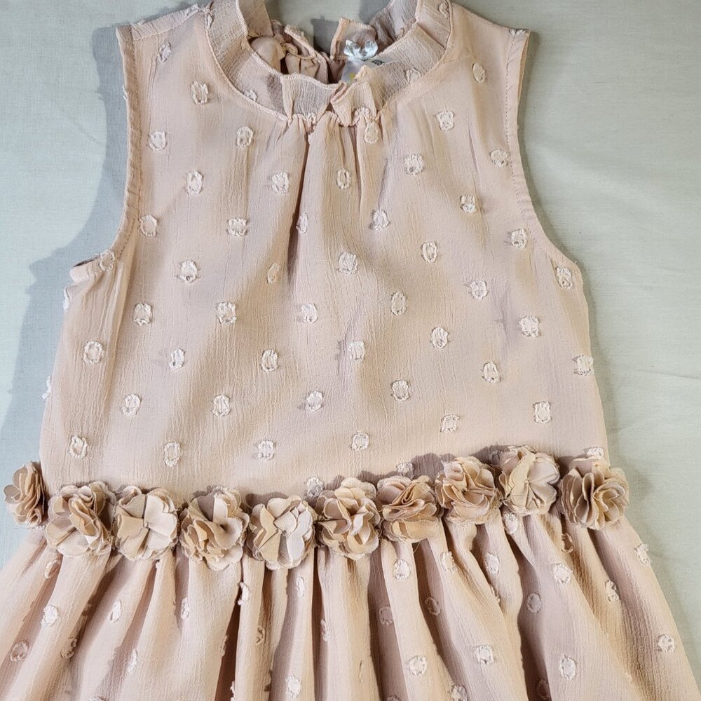 Golf girls Sleeveless Dress Girls 8-9Y Blush Pink Swiss Dot Floral Waist